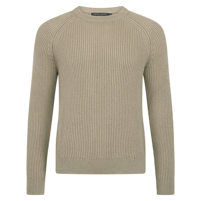 Mens Chunky Merino Wool Fisherman Rib Knit Jumper