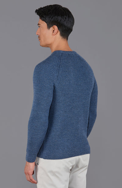 Mens Chunky Merino Wool Fisherman Rib Knit Jumper