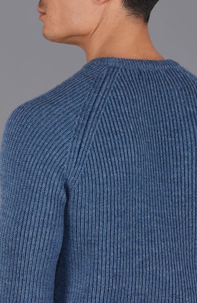 Mens Chunky Merino Wool Fisherman Rib Knit Jumper