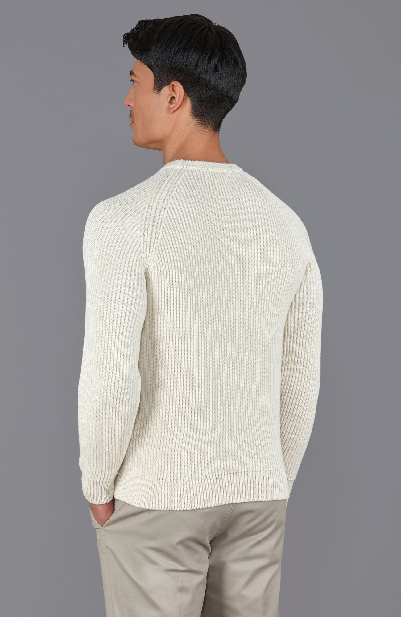 Mens Chunky Merino Wool Fisherman Rib Knit Jumper