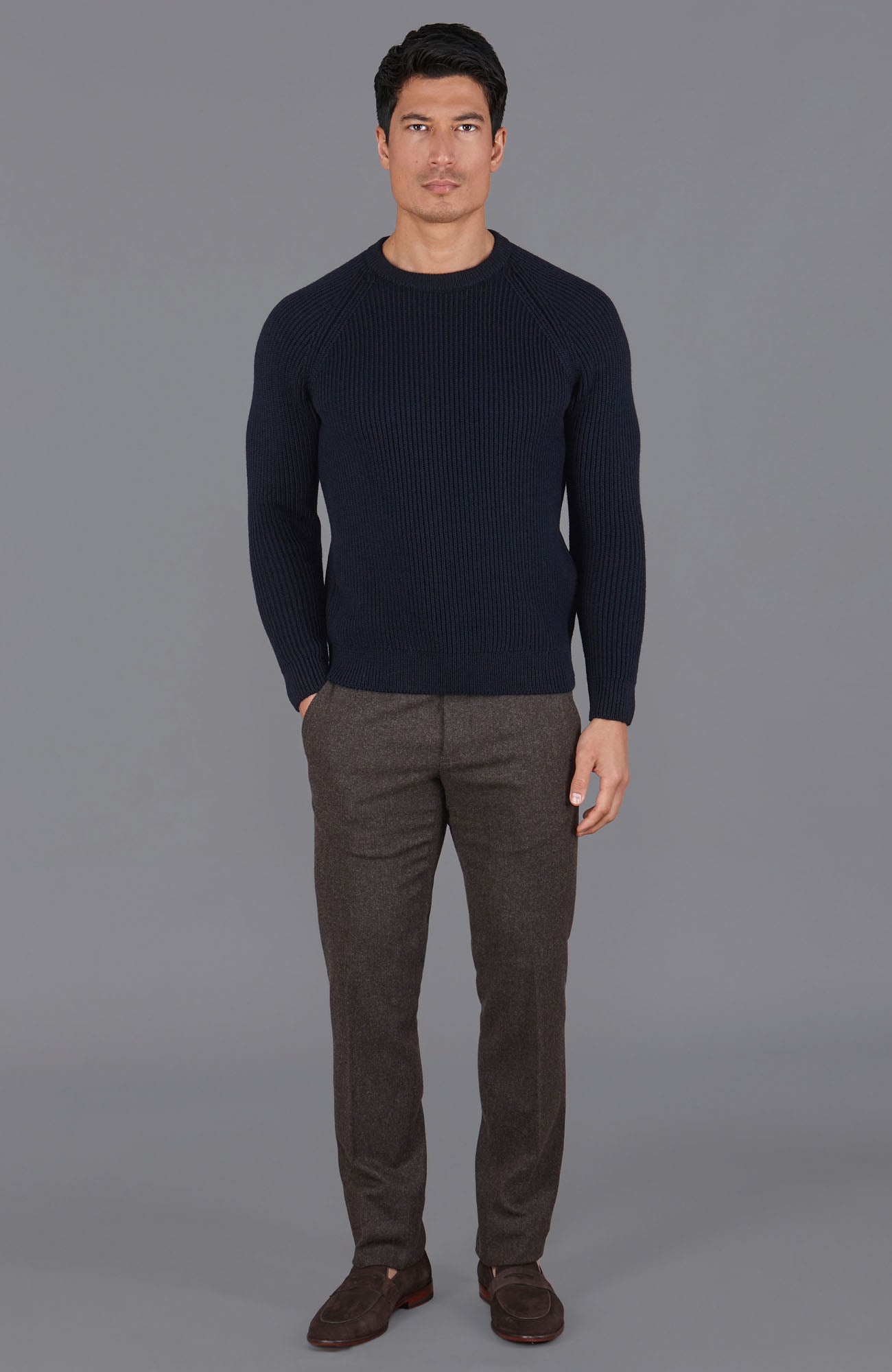 navy mens fisherman wool jumper