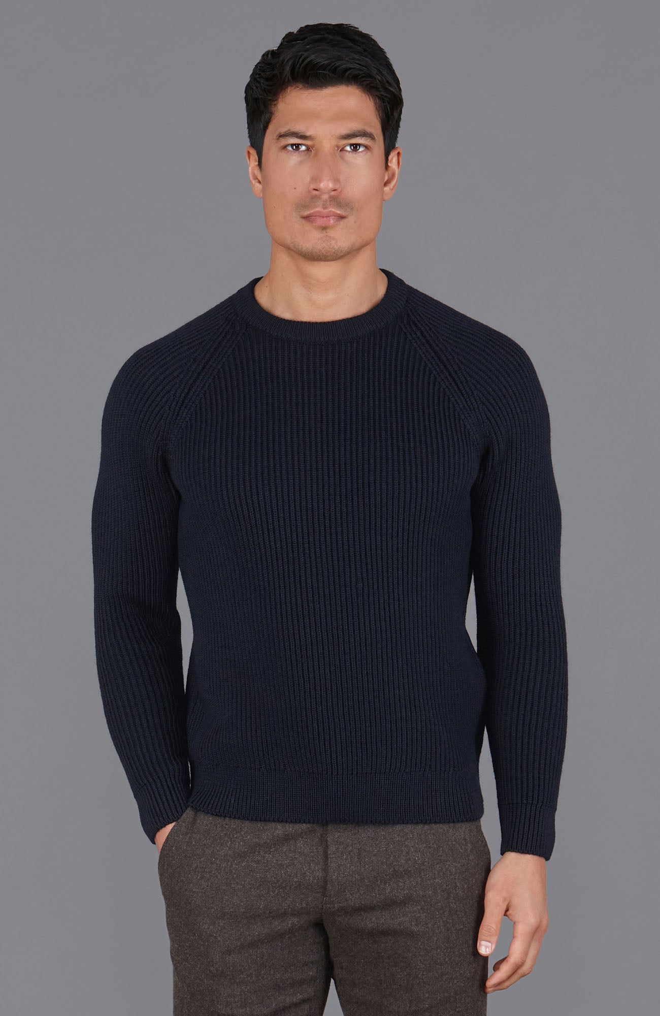 navy mens fisherman wool jumper