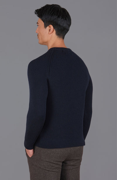 navy mens fisherman wool jumper