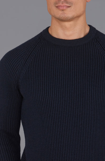 navy mens fisherman wool jumper