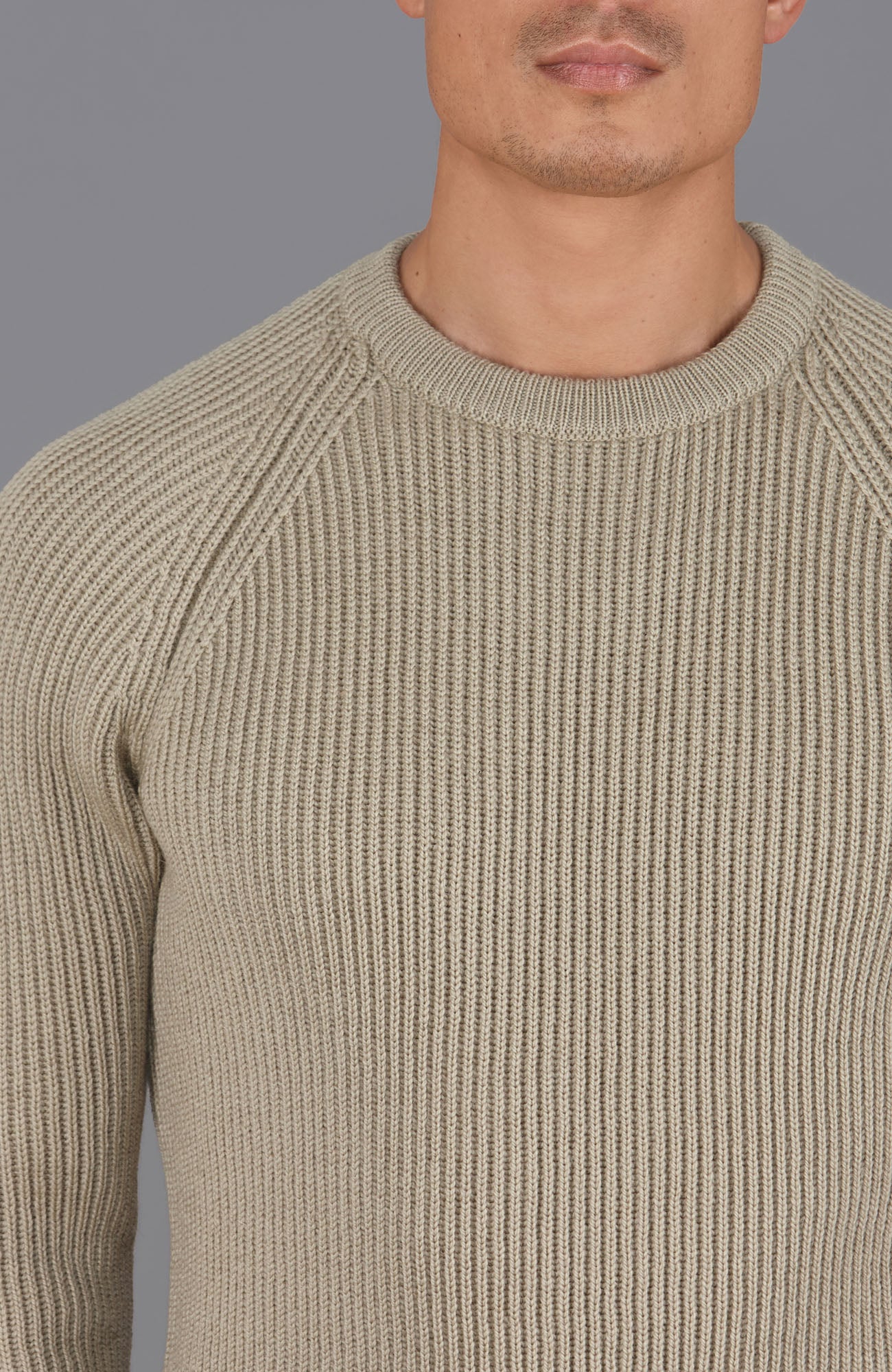 Mens Chunky Merino Wool Fisherman Rib Knit Jumper