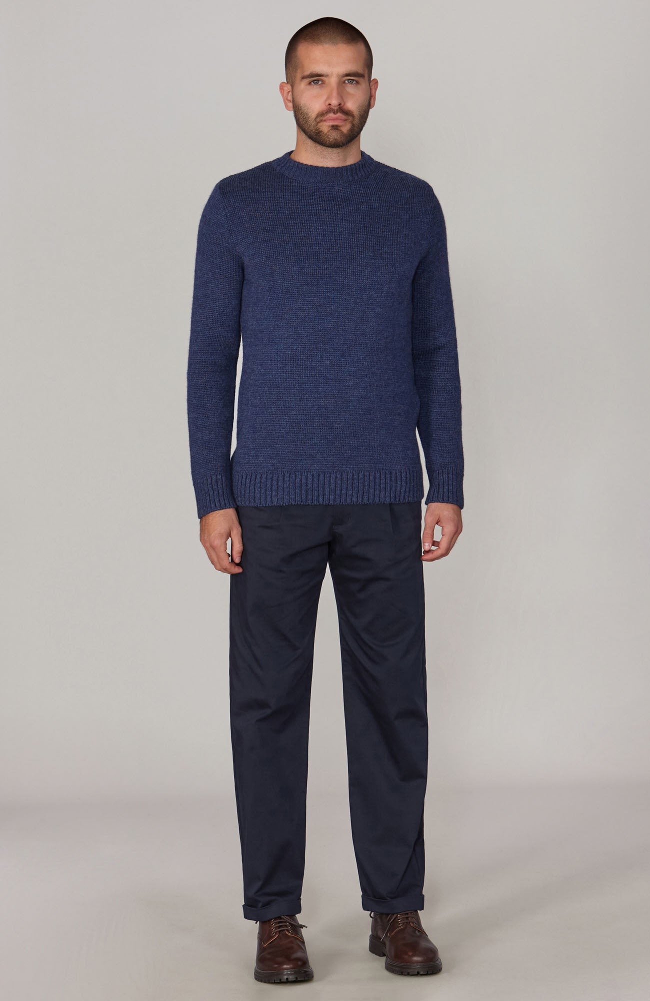 Mens Chunky Merino Wool Crew Neck Jumper