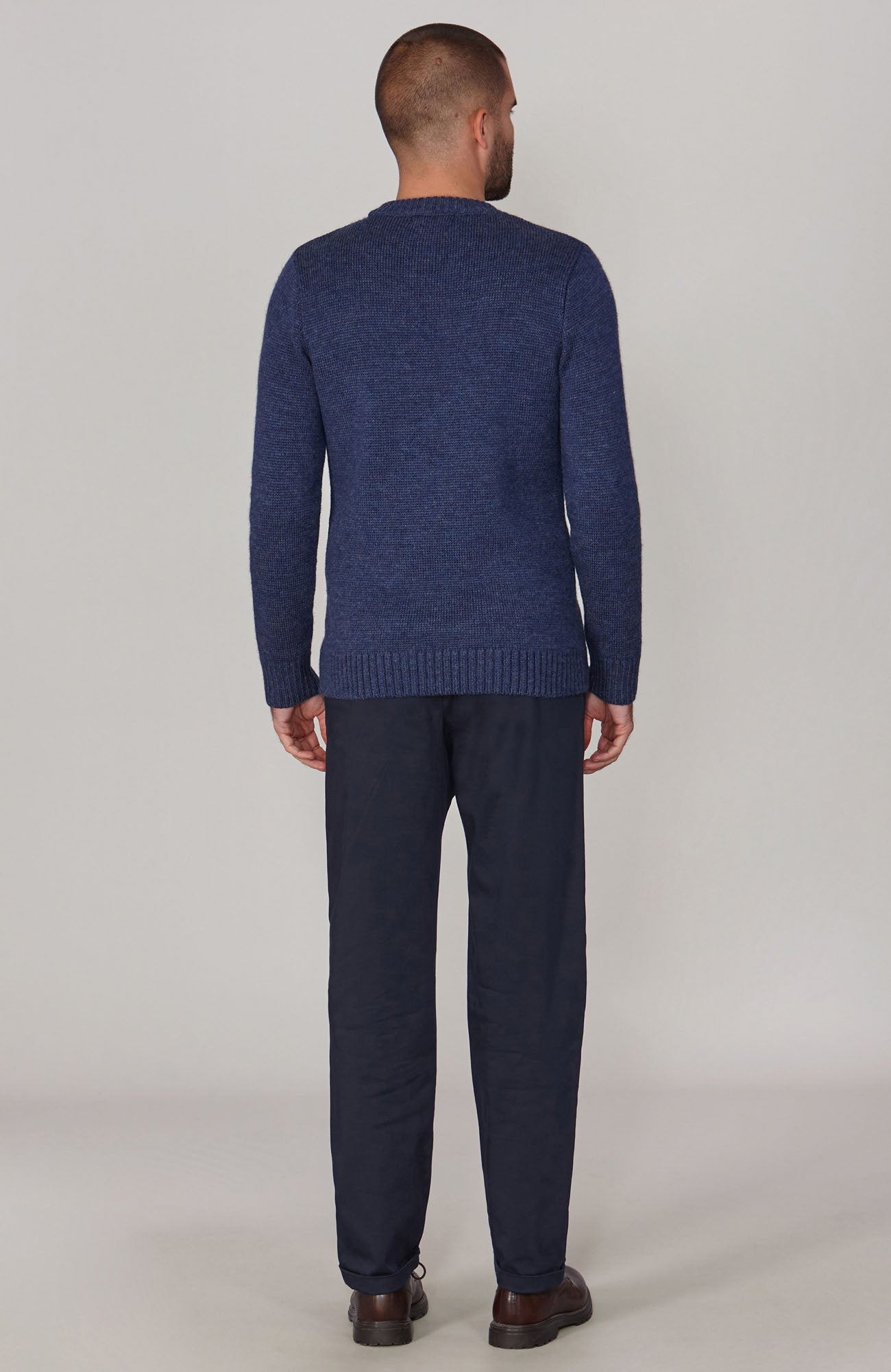 Mens Chunky Merino Wool Crew Neck Jumper