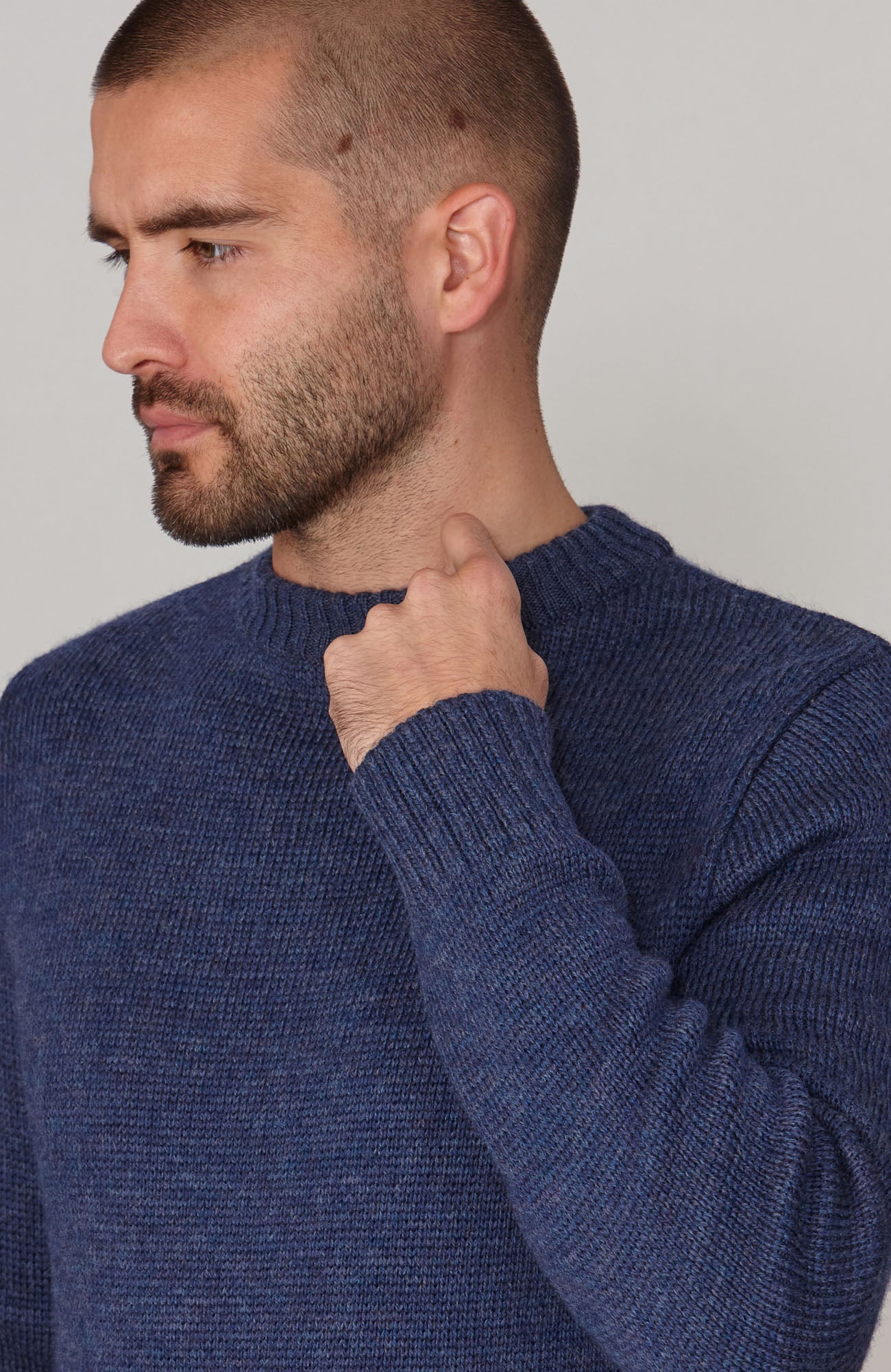 Mens Chunky Merino Wool Crew Neck Jumper