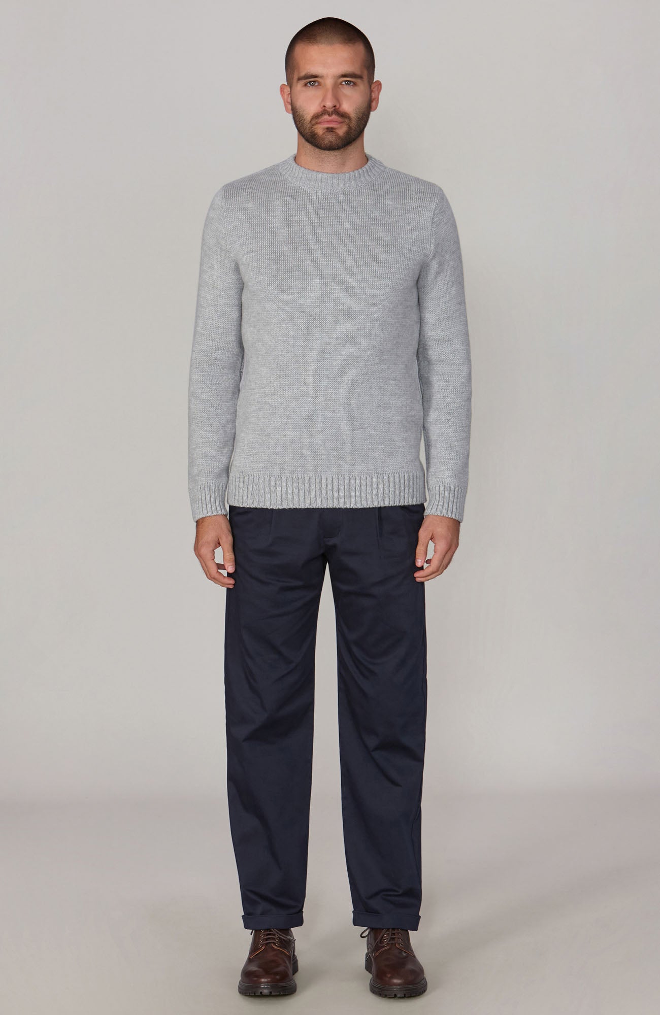 Mens Chunky Merino Wool Crew Neck Jumper