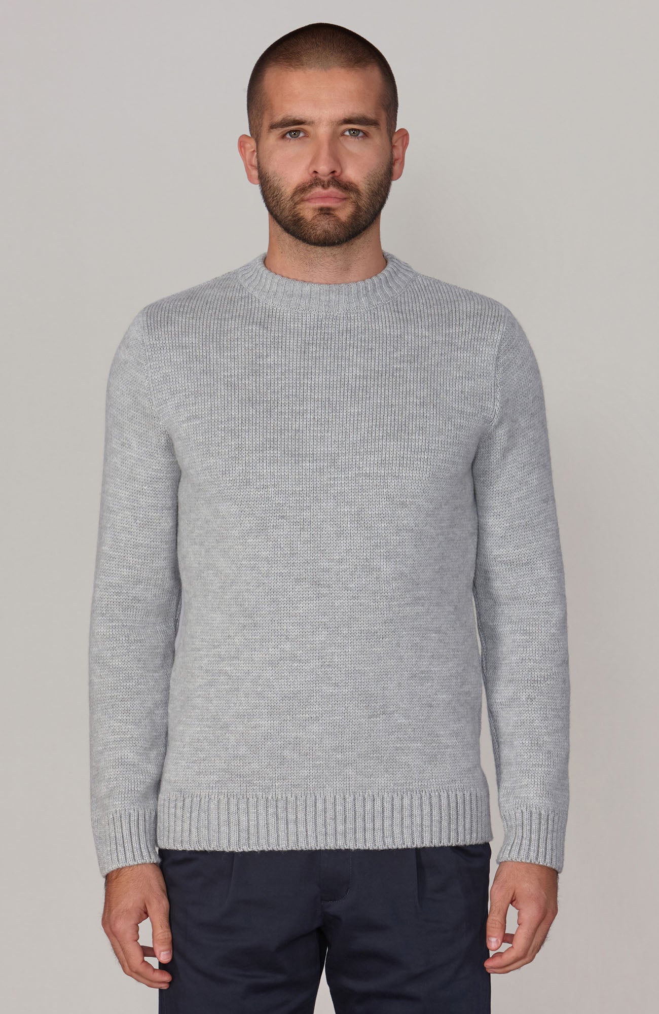 Mens Chunky Merino Wool Crew Neck Jumper