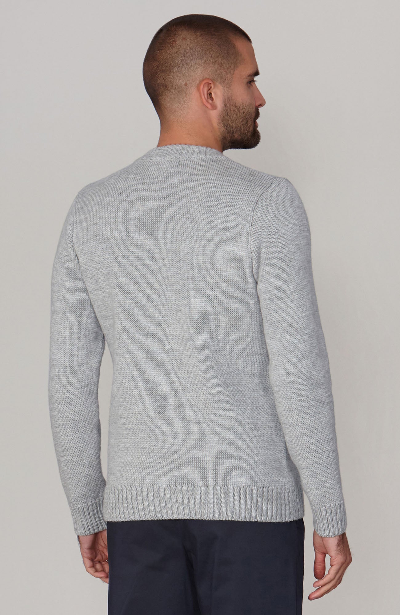 Mens Chunky Merino Wool Crew Neck Jumper