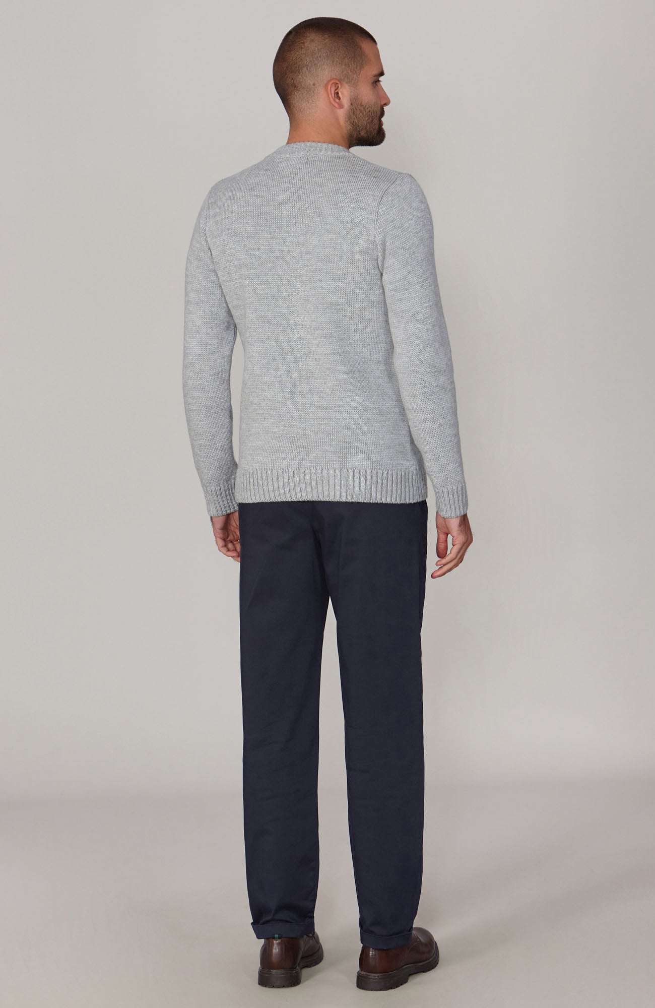 Mens Chunky Merino Wool Crew Neck Jumper