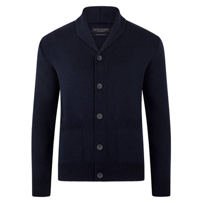 mens navy shawl collar cardigan