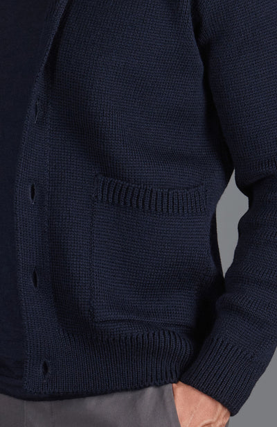 mens navy wool shawl collar cardigan