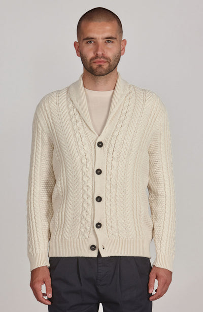 off white mens chunky cable wool cardigan