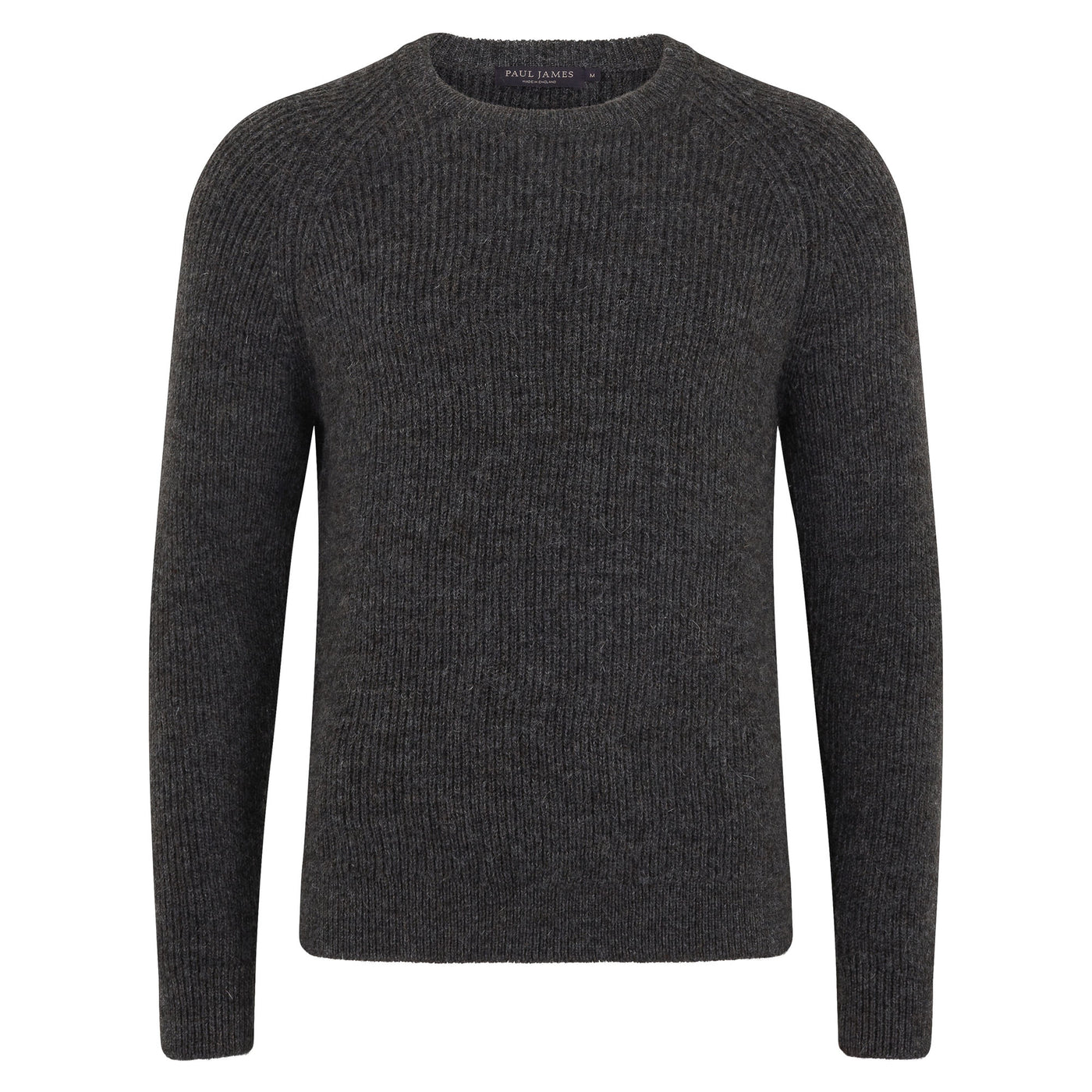 charcoal mens British wool fisherman jumper