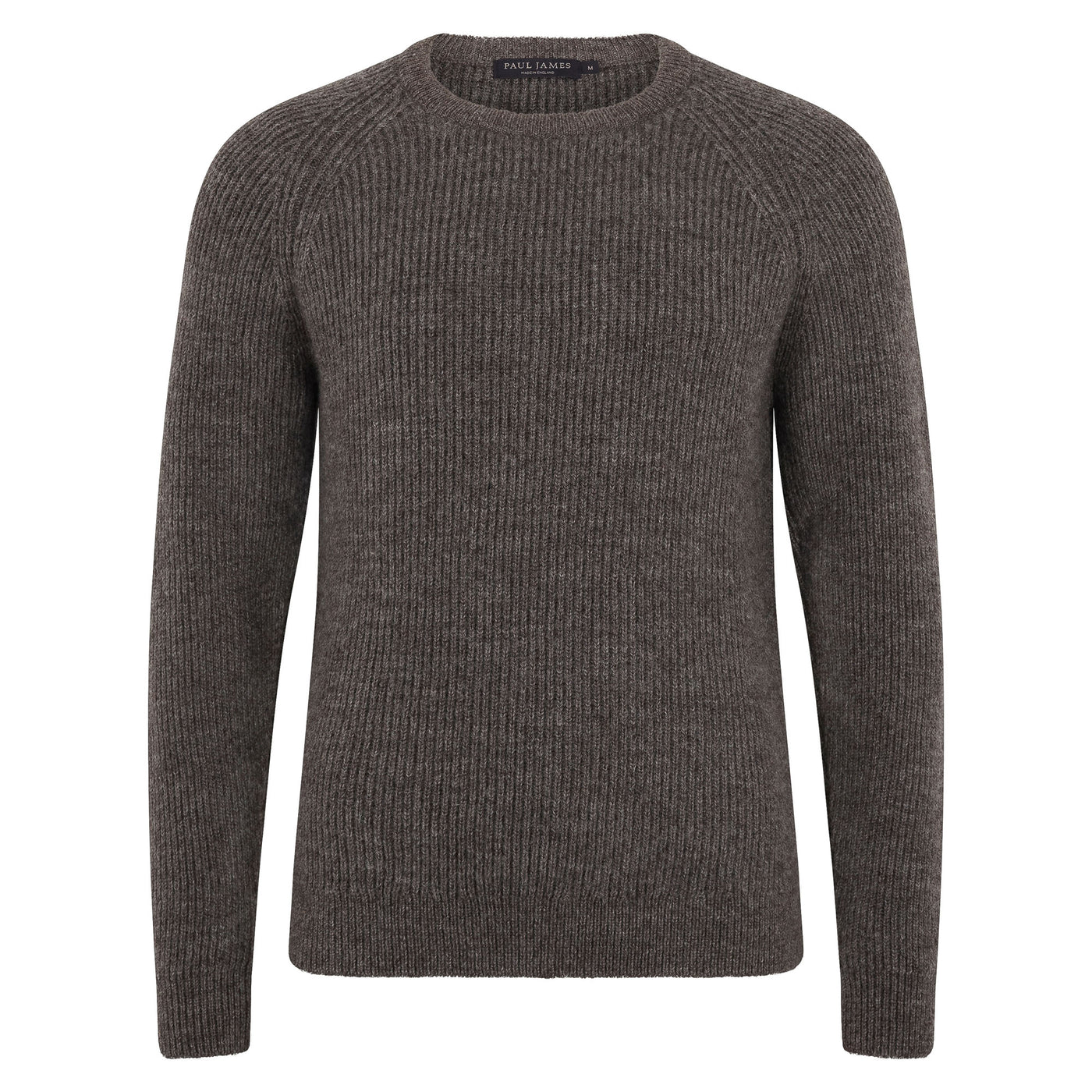 taupe mens British wool fisherman jumper