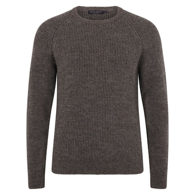 taupe mens British wool fisherman jumper