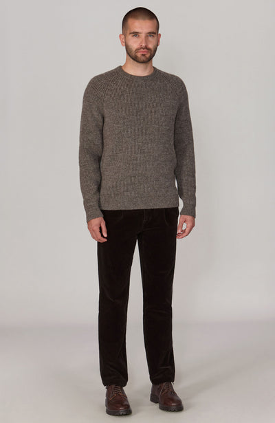 taupe mens chunky British wool jumper