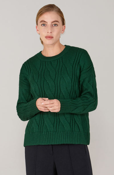 Womens Chunky Merino Wool Cable Jumper