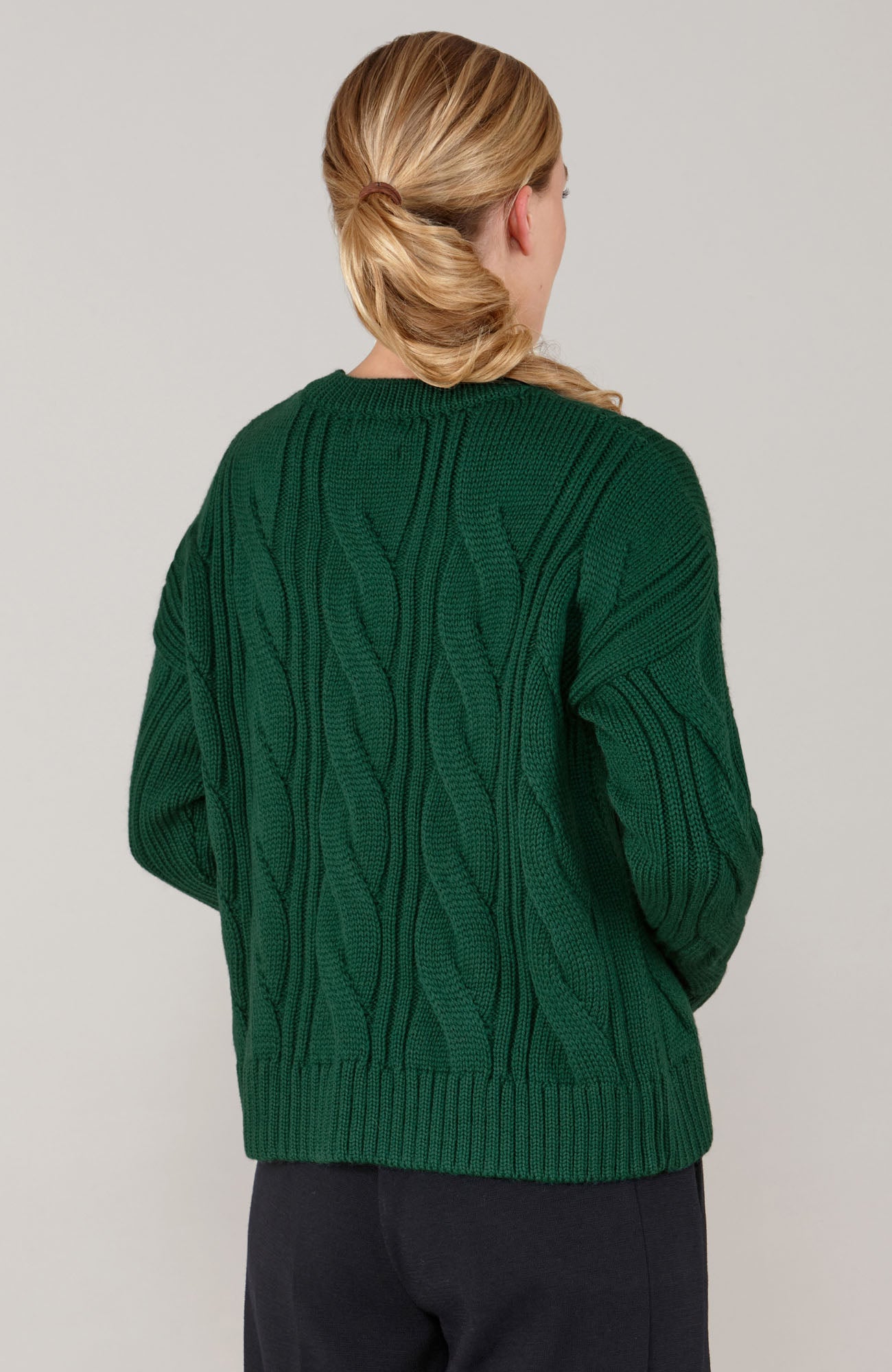 Womens Chunky Merino Wool Cable Jumper