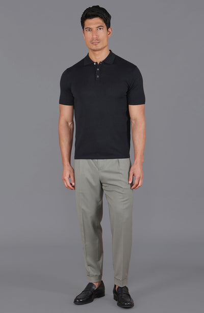 black mens merino wool polo shirt