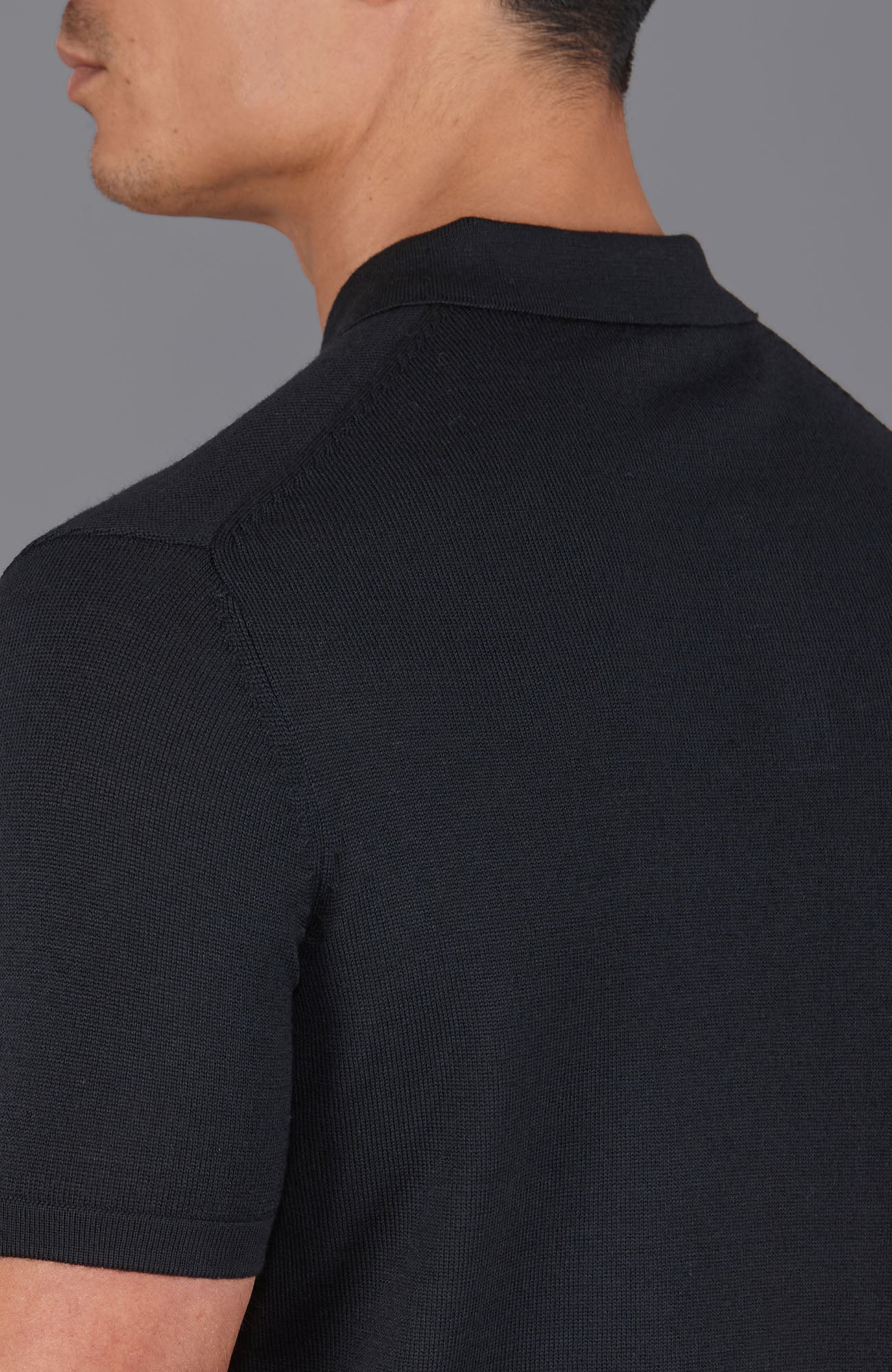 black mens merino wool polo shirt