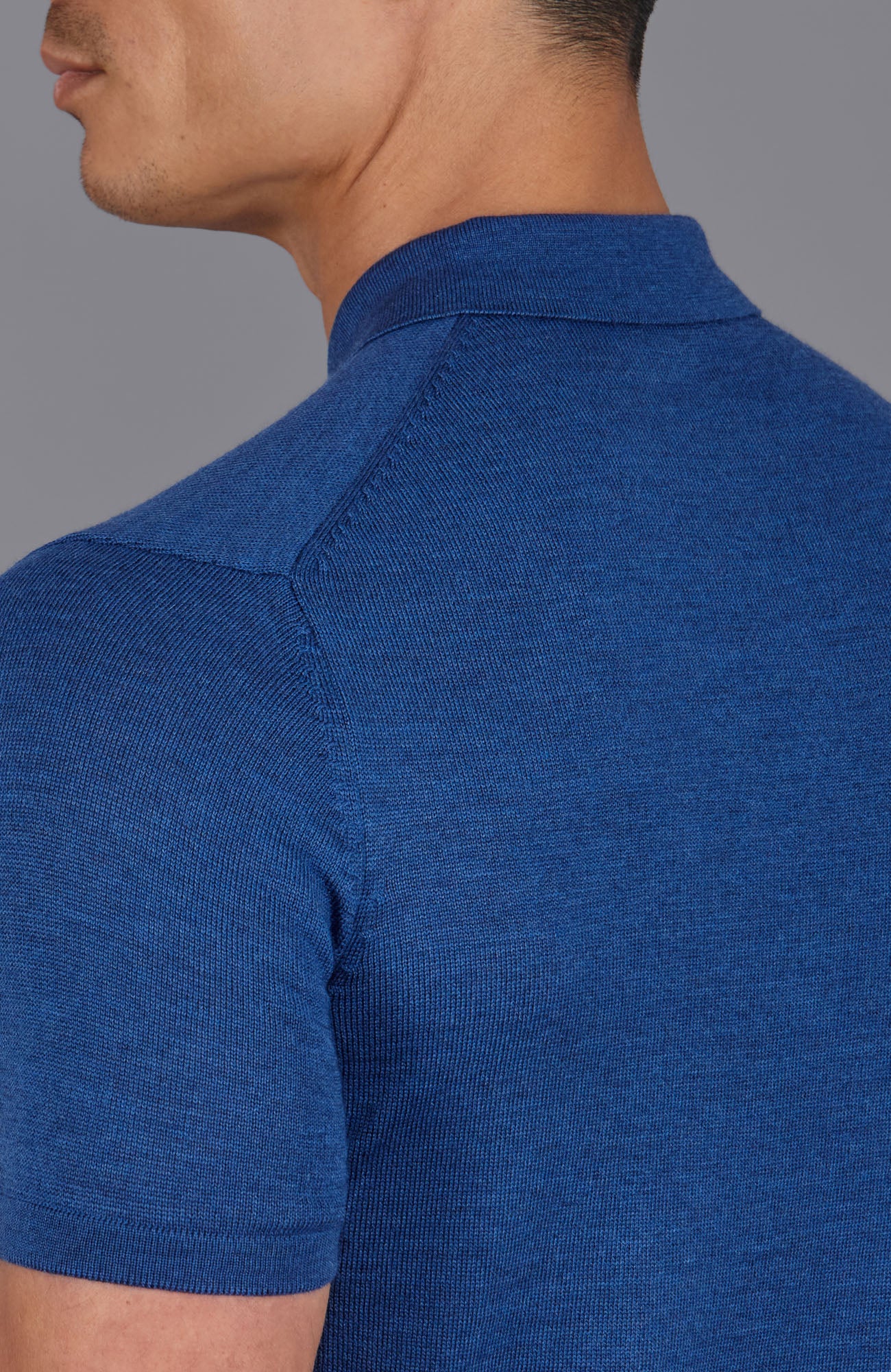 blue mens fine merino polo shirt