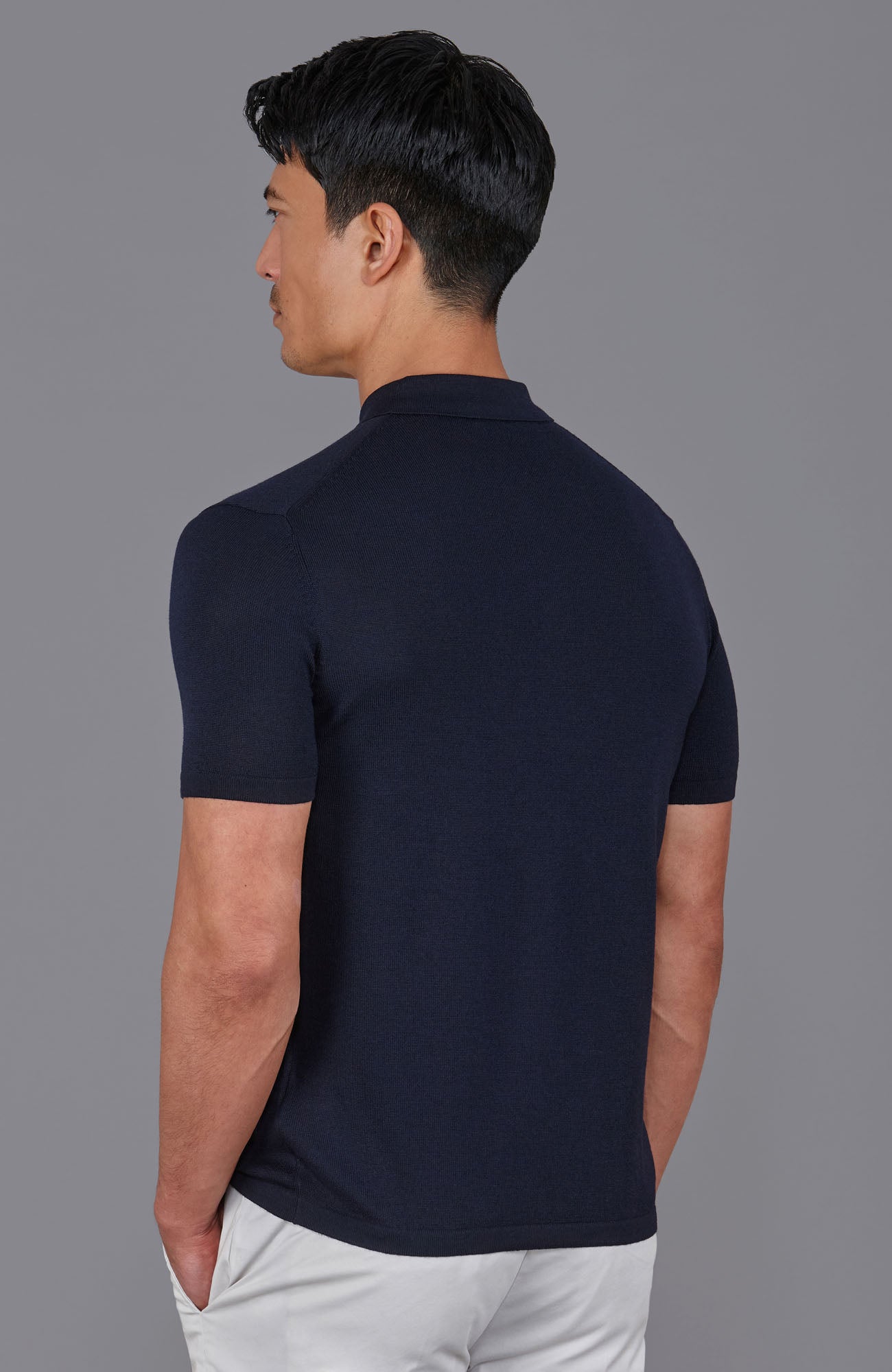 navy mens fine merino polo shirt