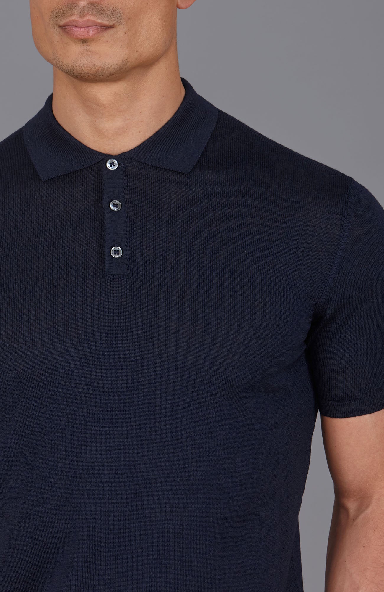 navy mens fine merino polo shirt