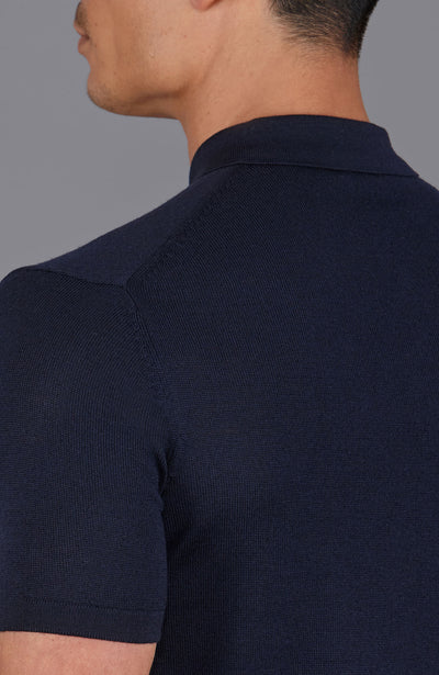 navy mens fine merino polo shirt