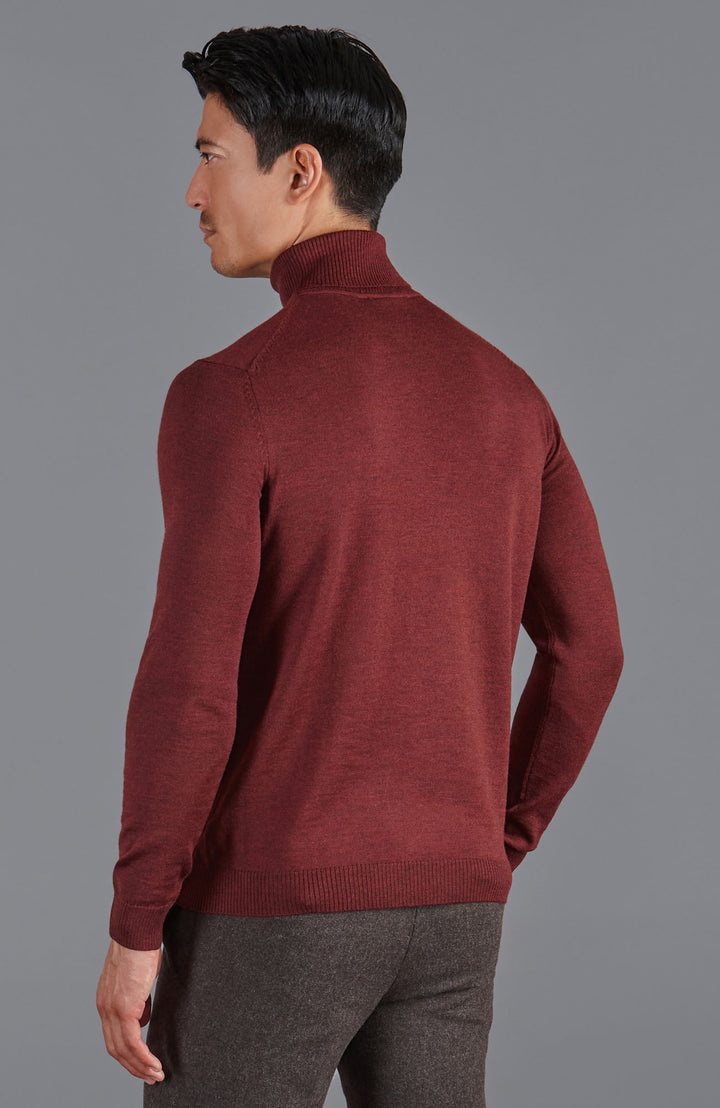 Burgundy roll neck jumper mens hotsell