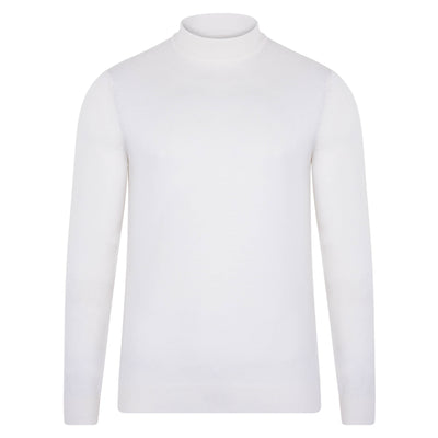 white mens mock turtle neck wool jumper