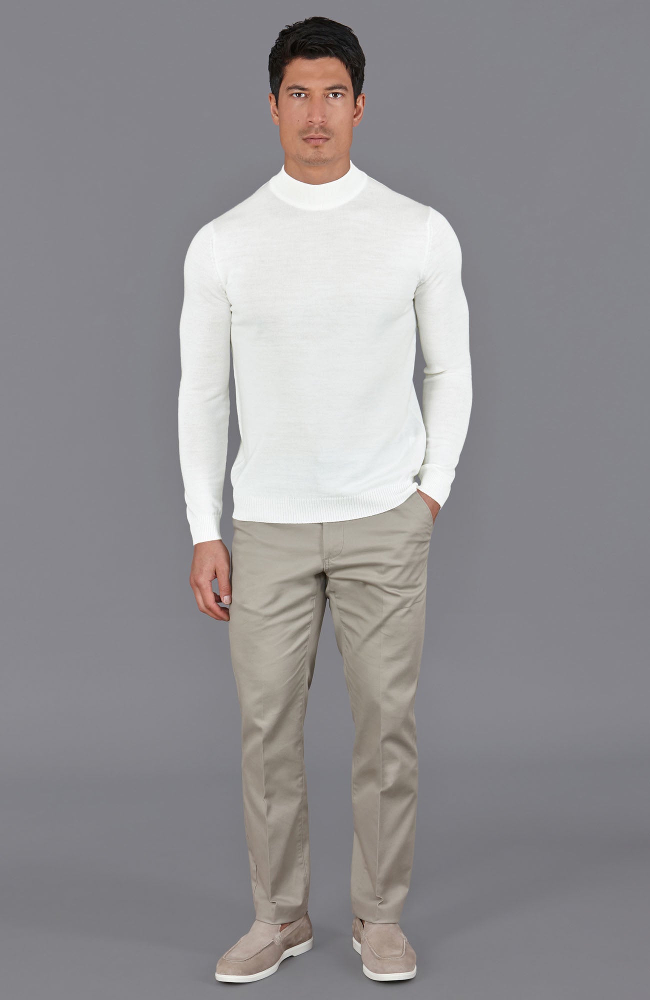 white mens mock turtle neck wool jumper