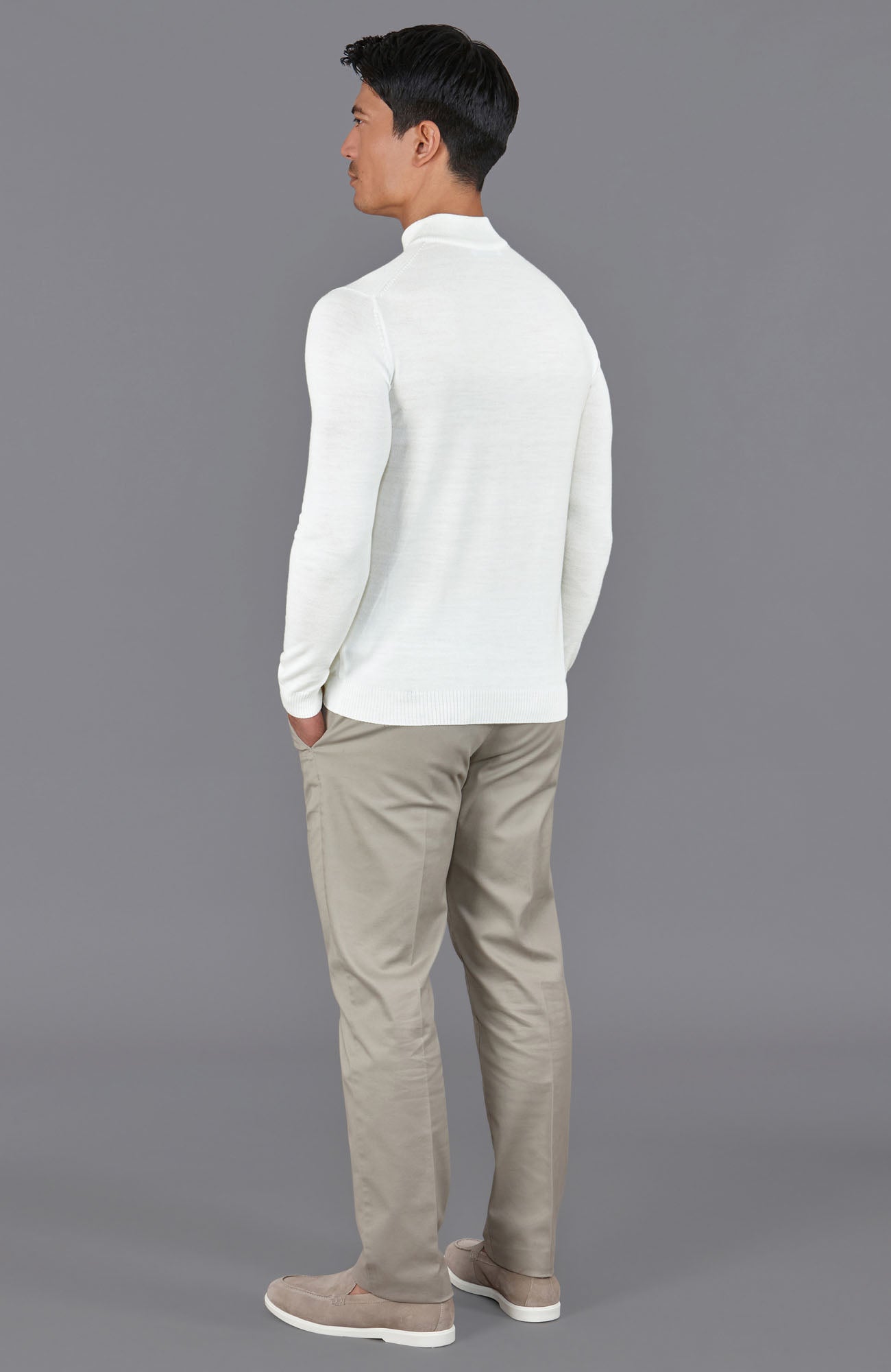 white mens mock turtle neck wool jumper