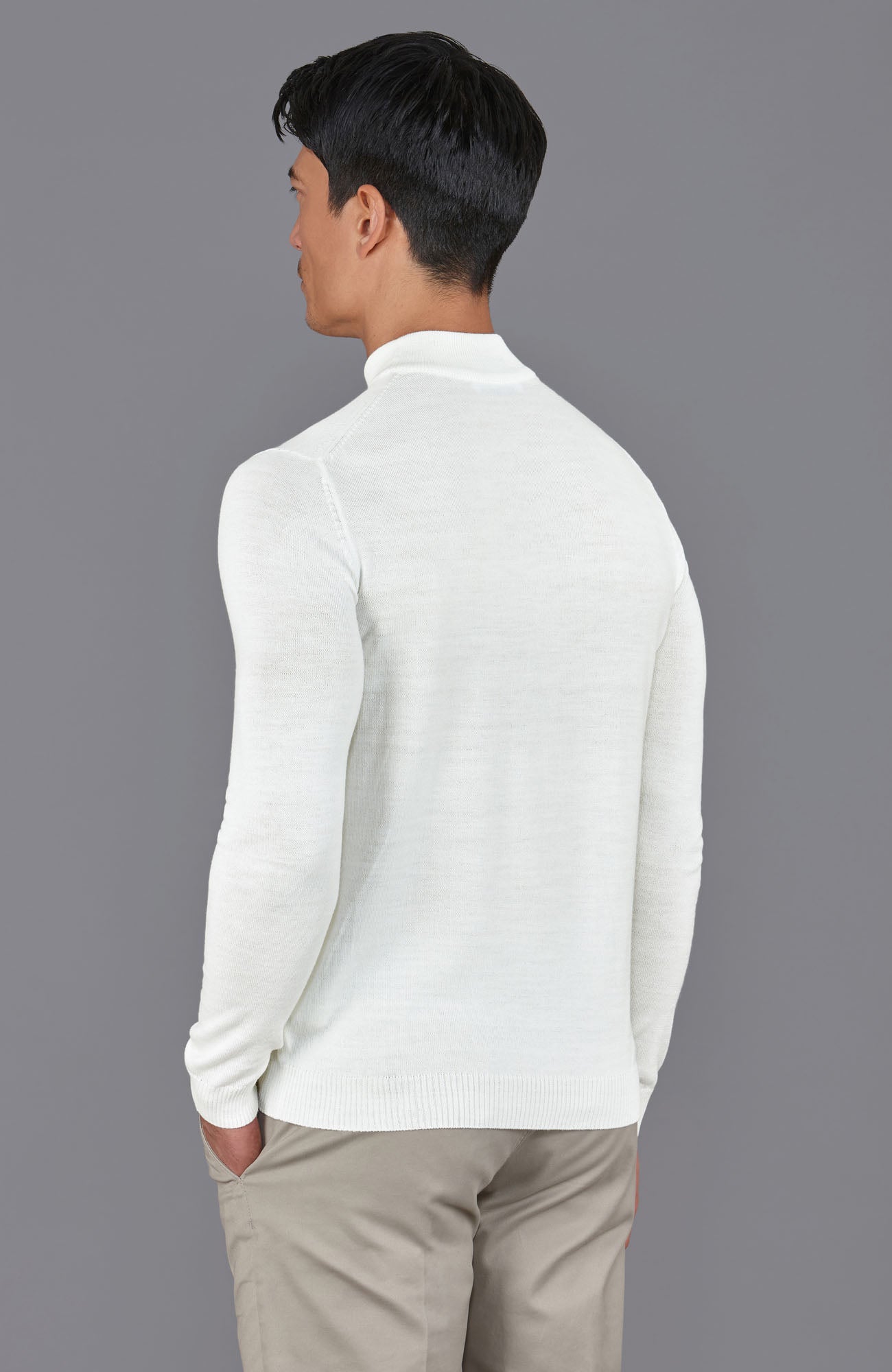 white mens mock turtle neck wool jumper