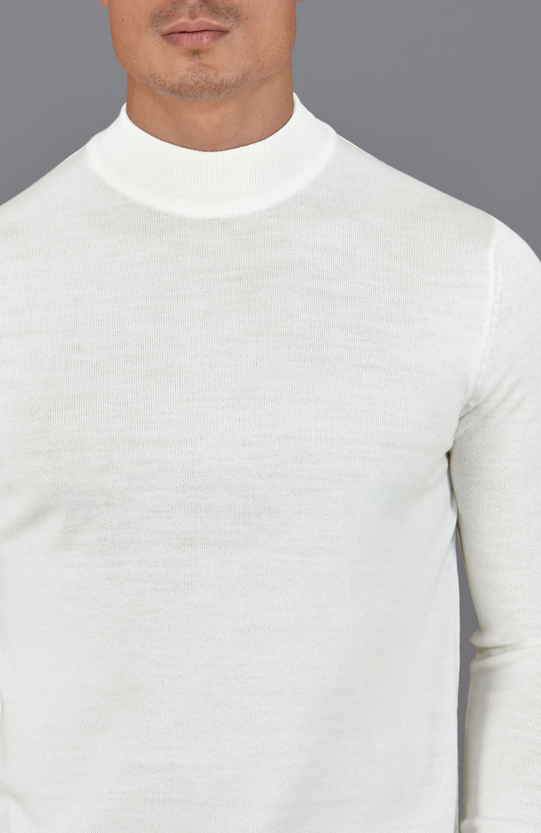 Mens Extra Fine Merino Wool Mock Turtleneck Jumper