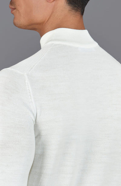 white mens mock turtle neck wool jumper