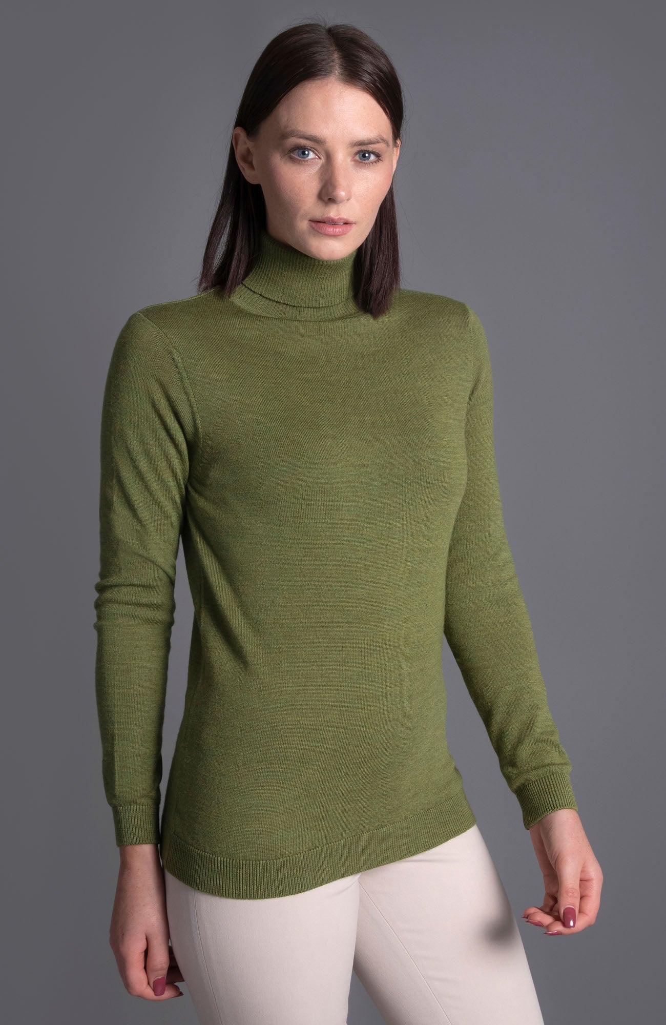 Womens Pure Extra Fine Merino Wool Roll Neck Jumper