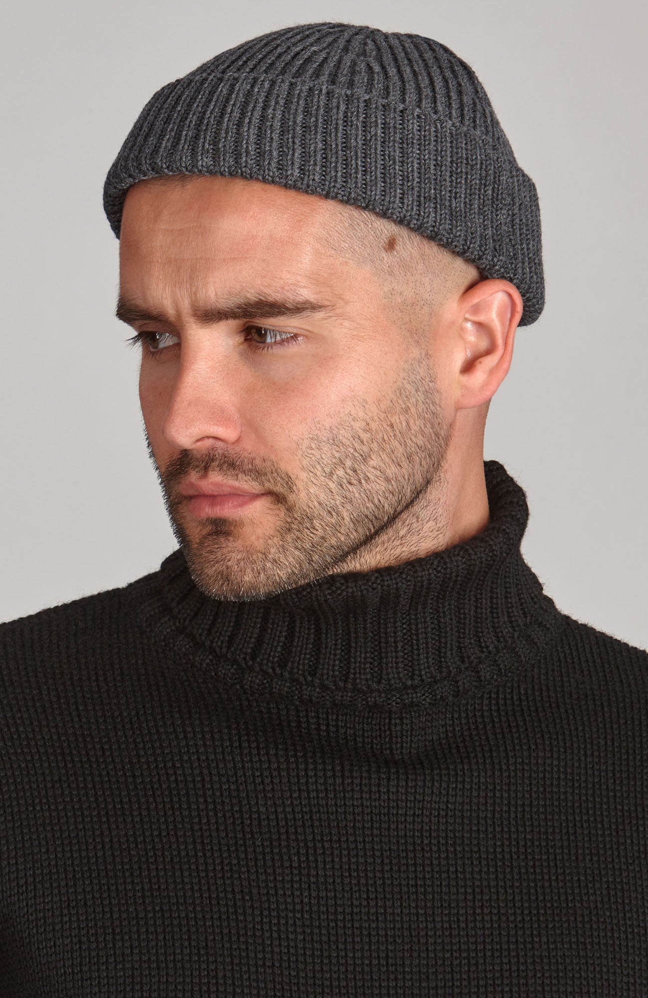 grey fisherman merino wool watch cap