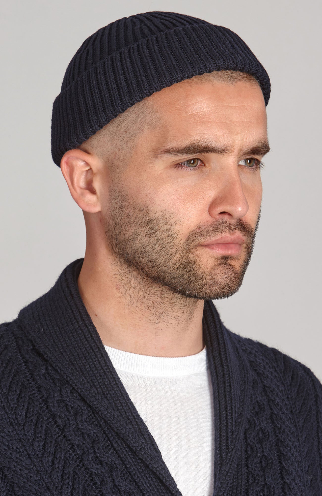 navy fisherman merino wool watch cap