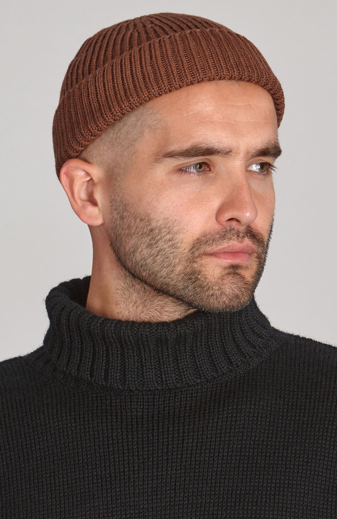 brown fisherman merino wool watch cap