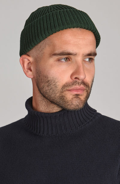 green wool fisherman watch cap