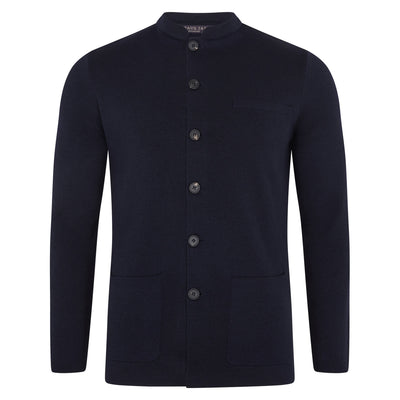 navy mens nehru jacket extra fine merino wool