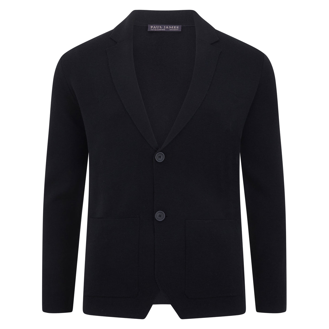 black mens fine wool knitted blazer