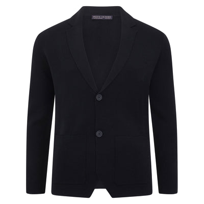 black mens fine wool knitted blazer