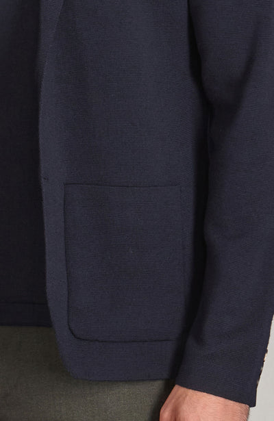 navy mens fine wool knitted blazer