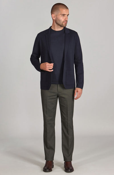 navy mens wool knitted blazer