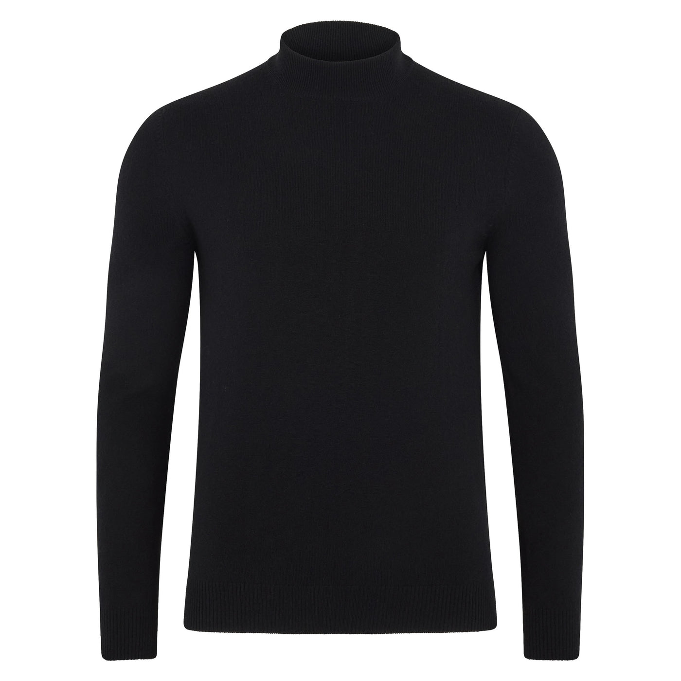 black mens merino cashmere mock turtle neck jumper