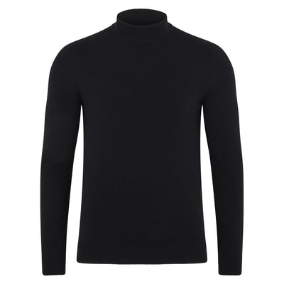 black mens merino cashmere mock turtle neck jumper